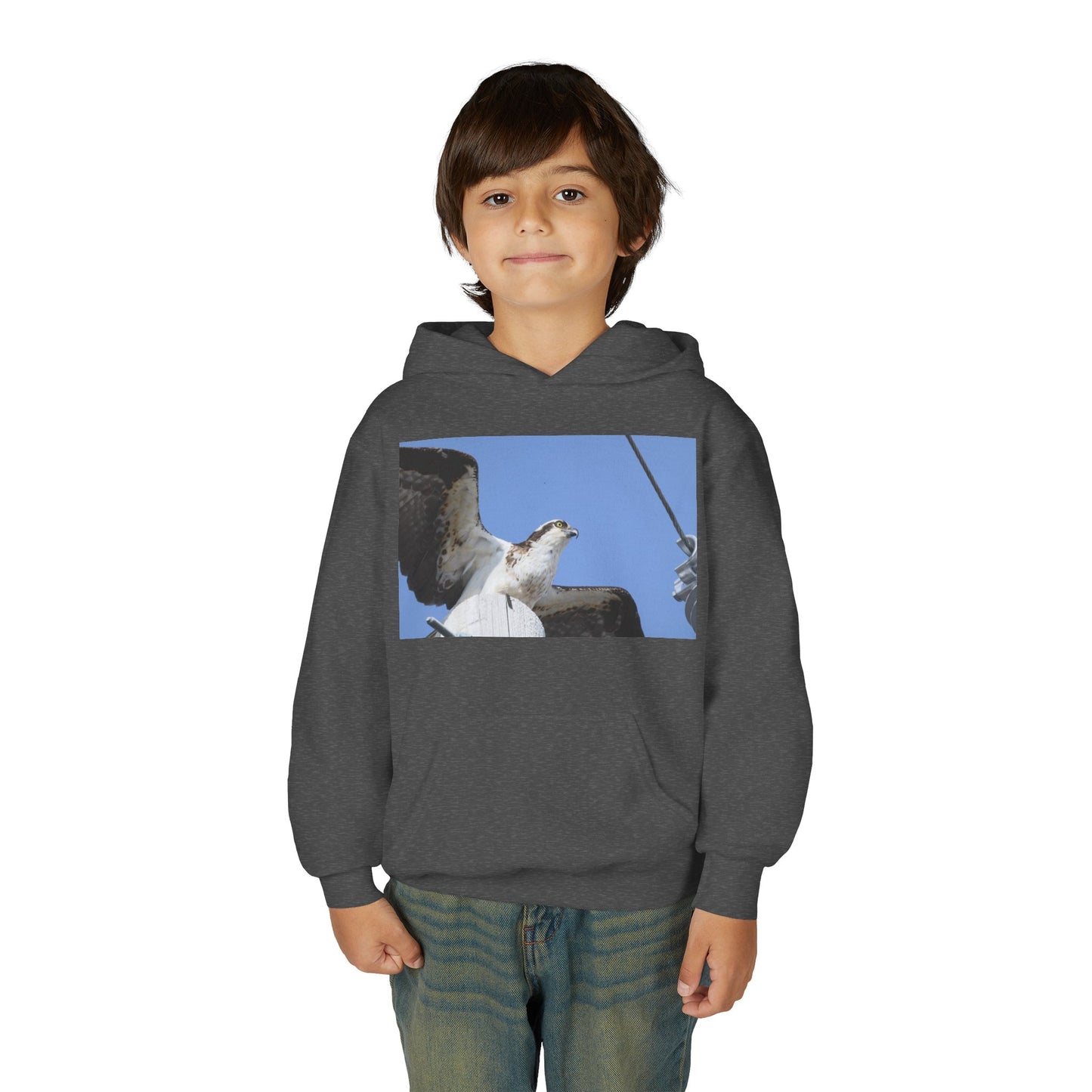 Youth Osprey Photo Hoodie — Kids Birdwatching Nature Pullover
