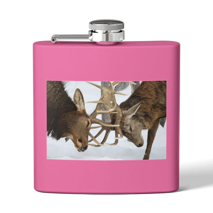 6oz Stainless Steel Flask – Fighting Bucks Wildlife Photo Hip Flask