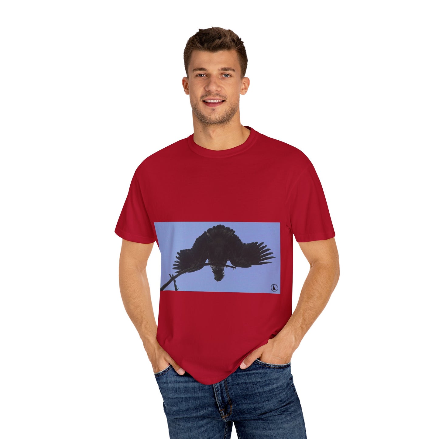 Aerial Raven: Black Wing Silhouette, Overhead Flight Perspectivephotography shirts