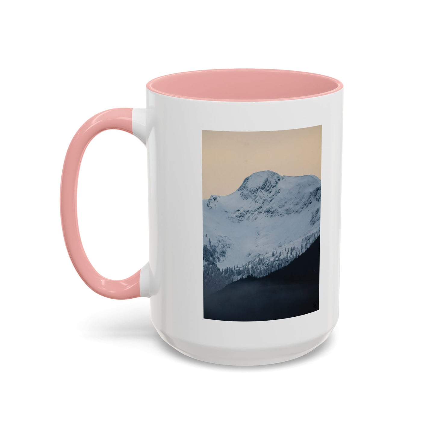 Mountain Sunrise Accent Coffee Mug — Scenic Snow Peak Photo (11/15oz)