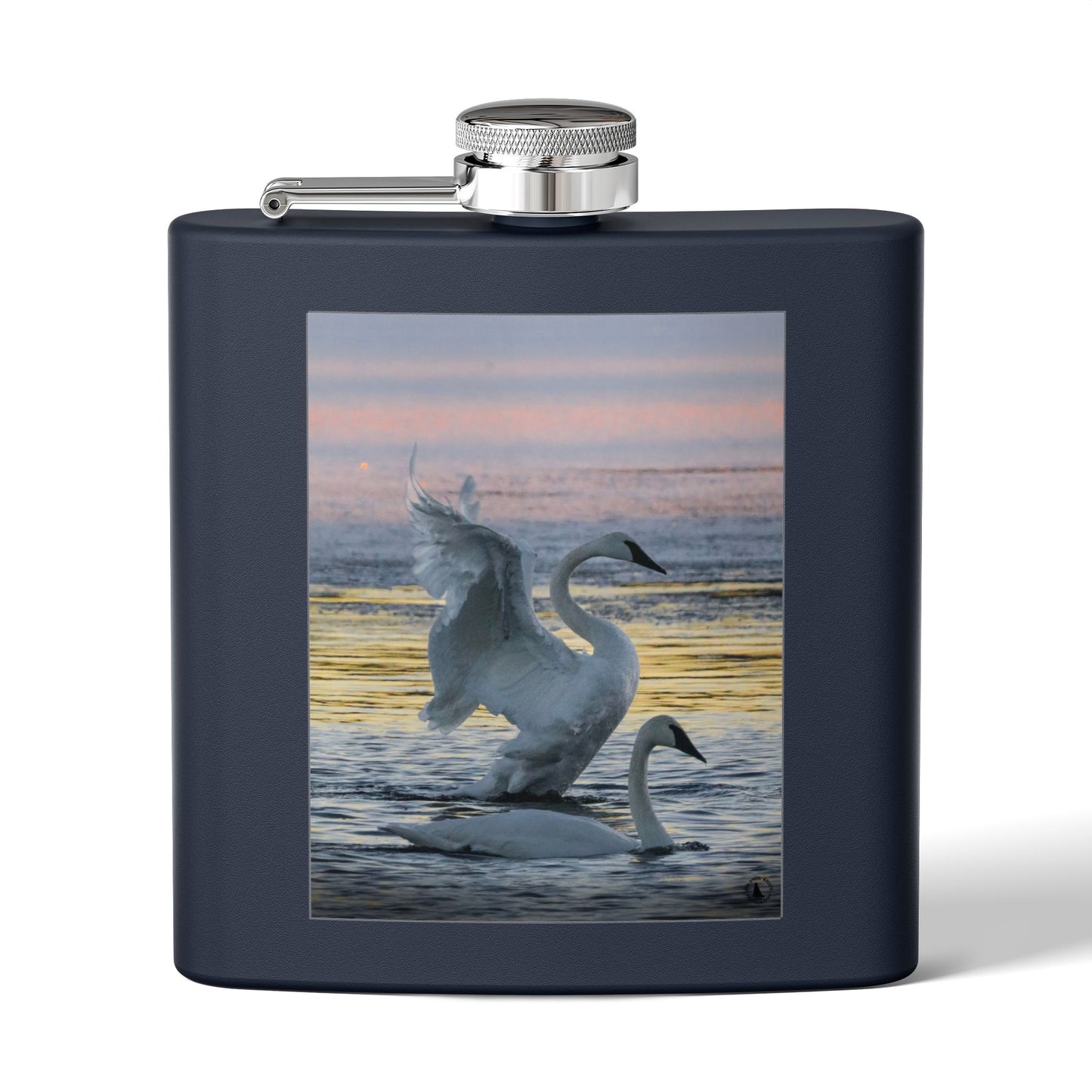 Swan Sunset Stainless Steel Flask — 6oz Travel Hip Flask