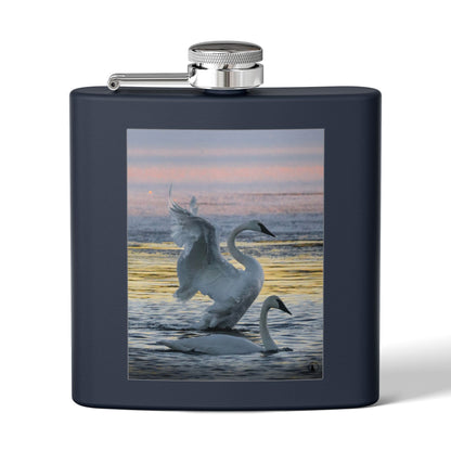 Swan Sunset Stainless Steel Flask — 6oz Travel Hip Flask