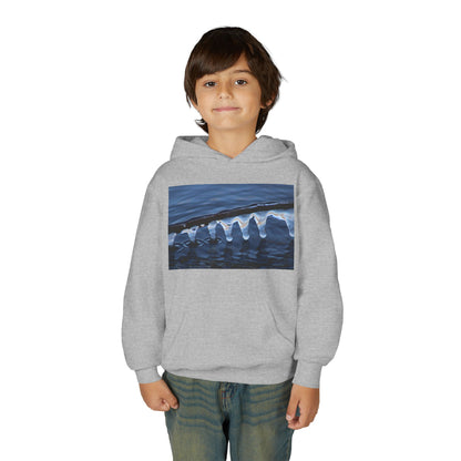 Ocean Wave Ice Photo Hoodie — Youth Nautical Winter Sweatshirt