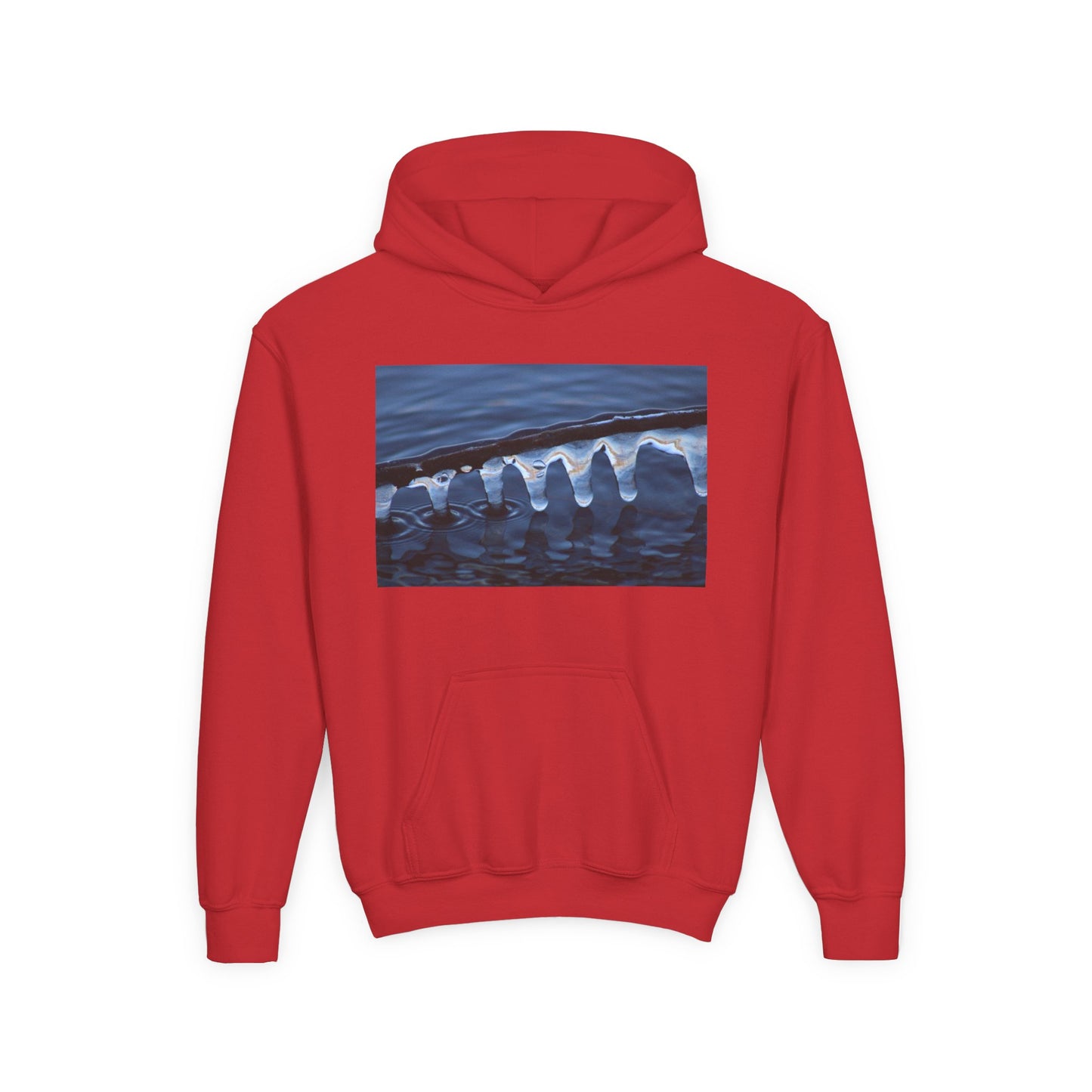 Ocean Wave Ice Photo Hoodie — Youth Nautical Winter Sweatshirt