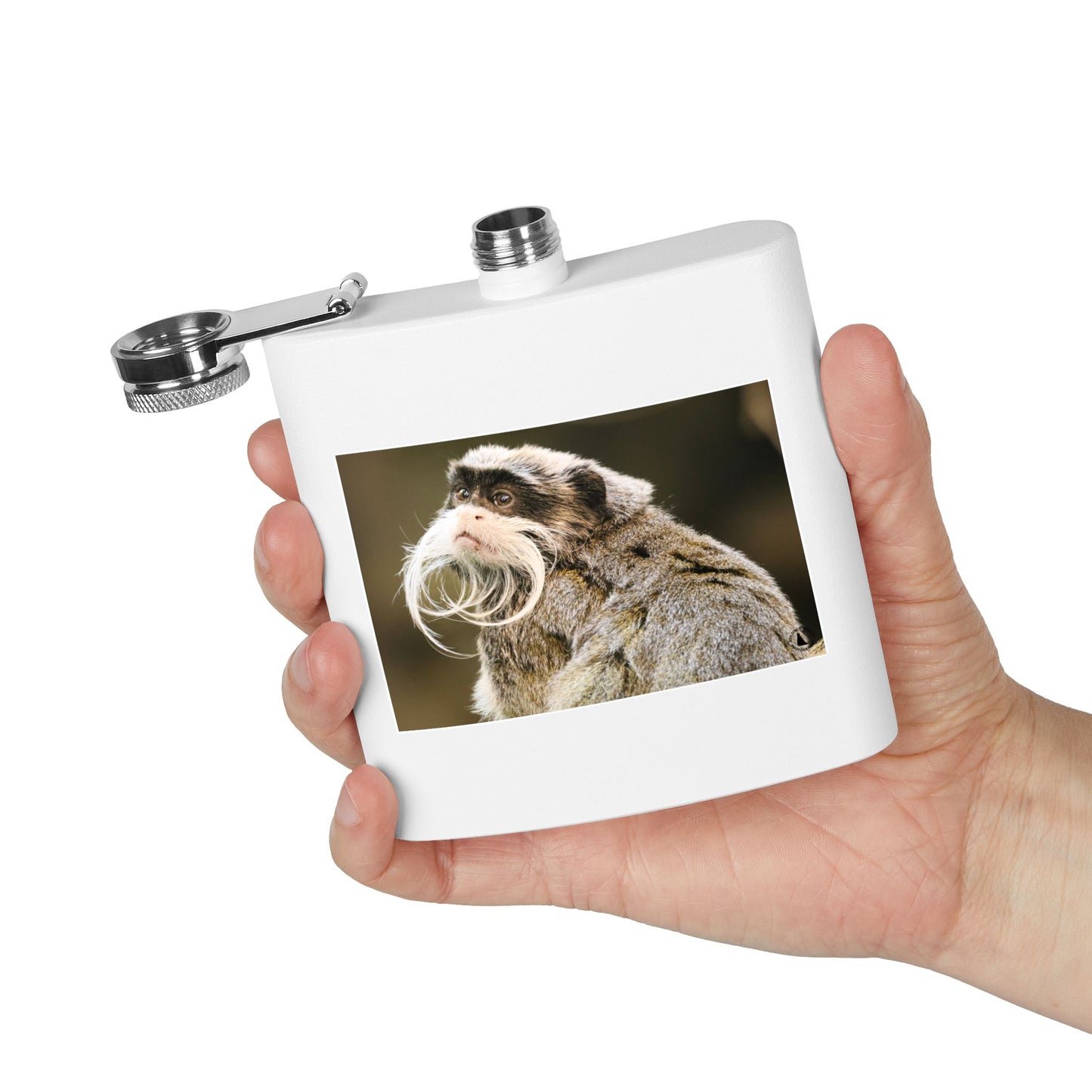 Emperor Tamarin Photo Flask — 6oz Stainless Steel Pocket Hip Flask