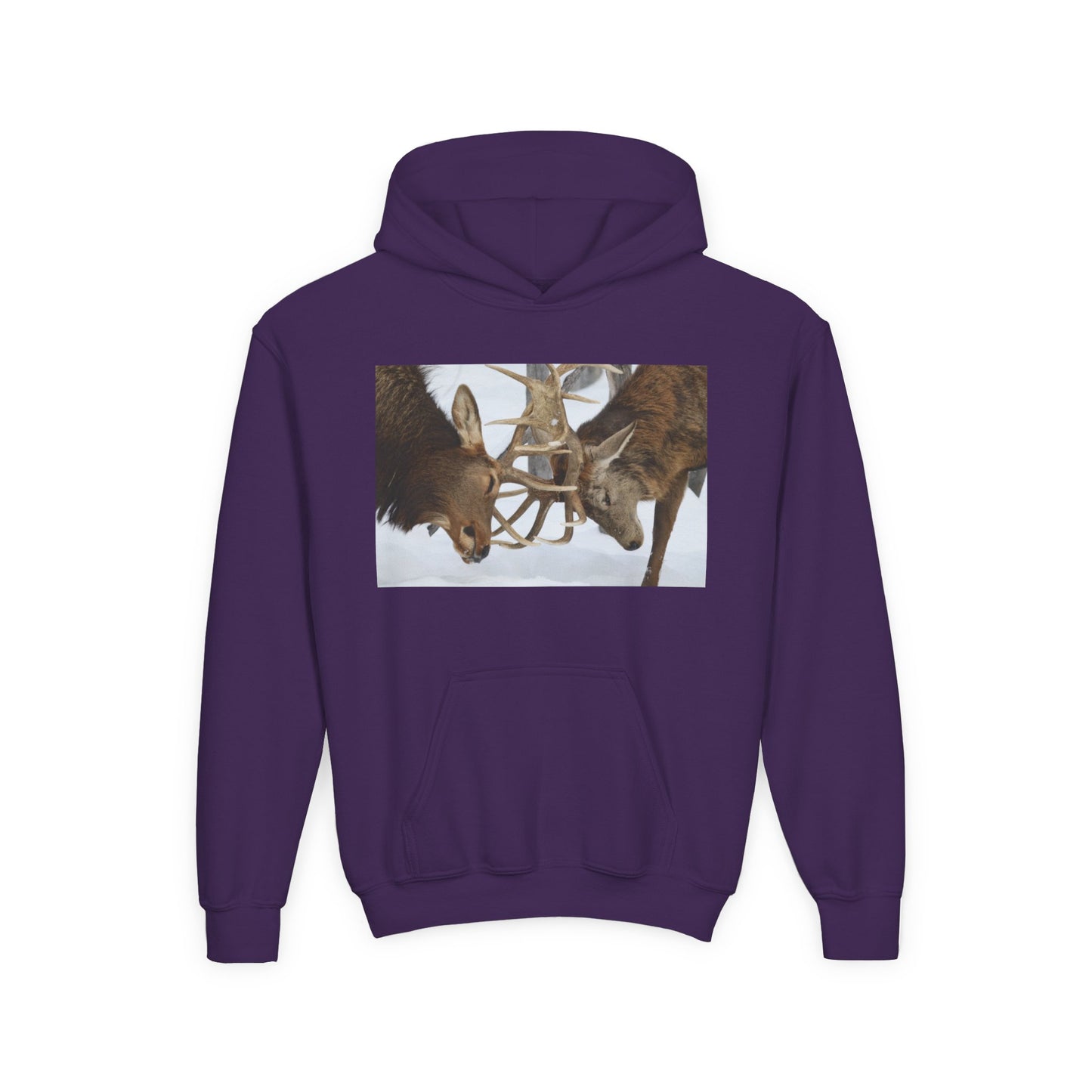 Fighting Deer Antlers Youth Hoodie | Wildlife Nature Illustration