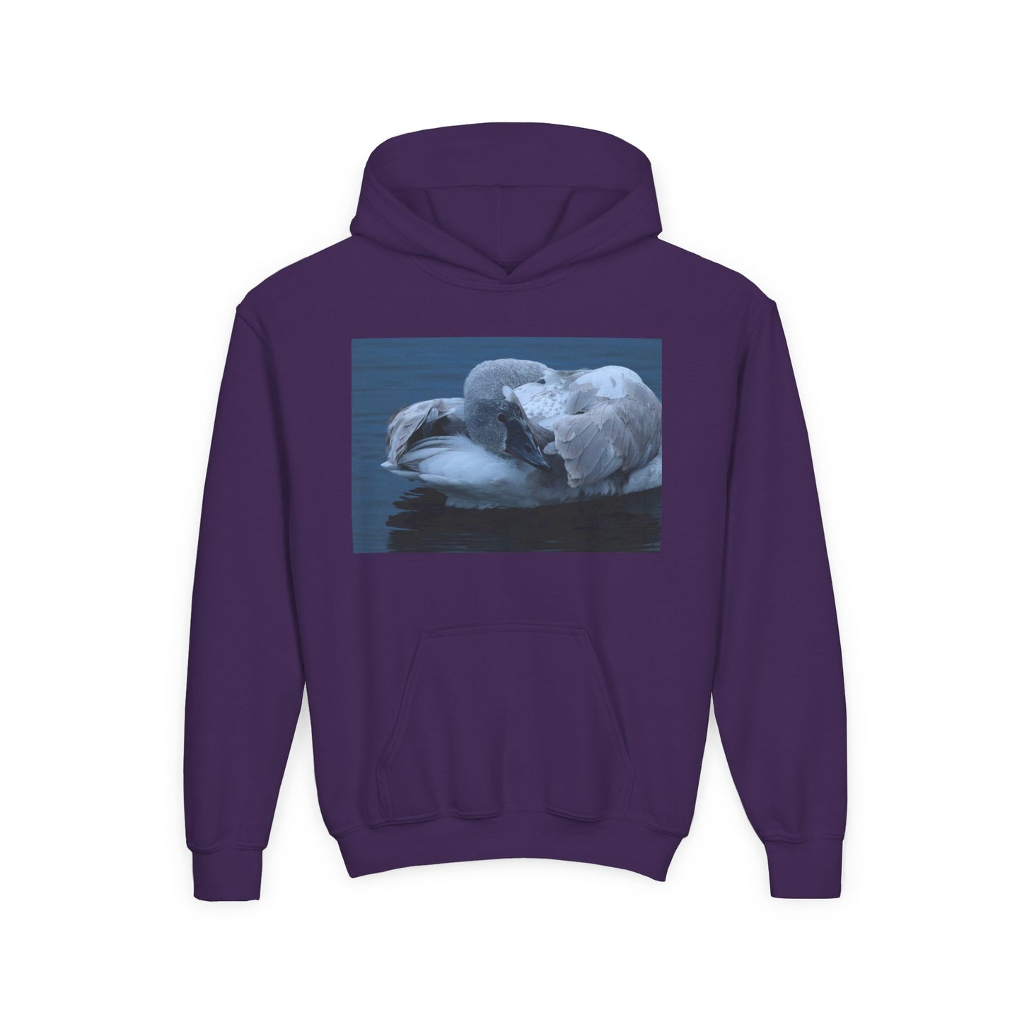Youth Hoodie with Sleeping Swan Photo — Cozy Wildlife Sweatshirt
