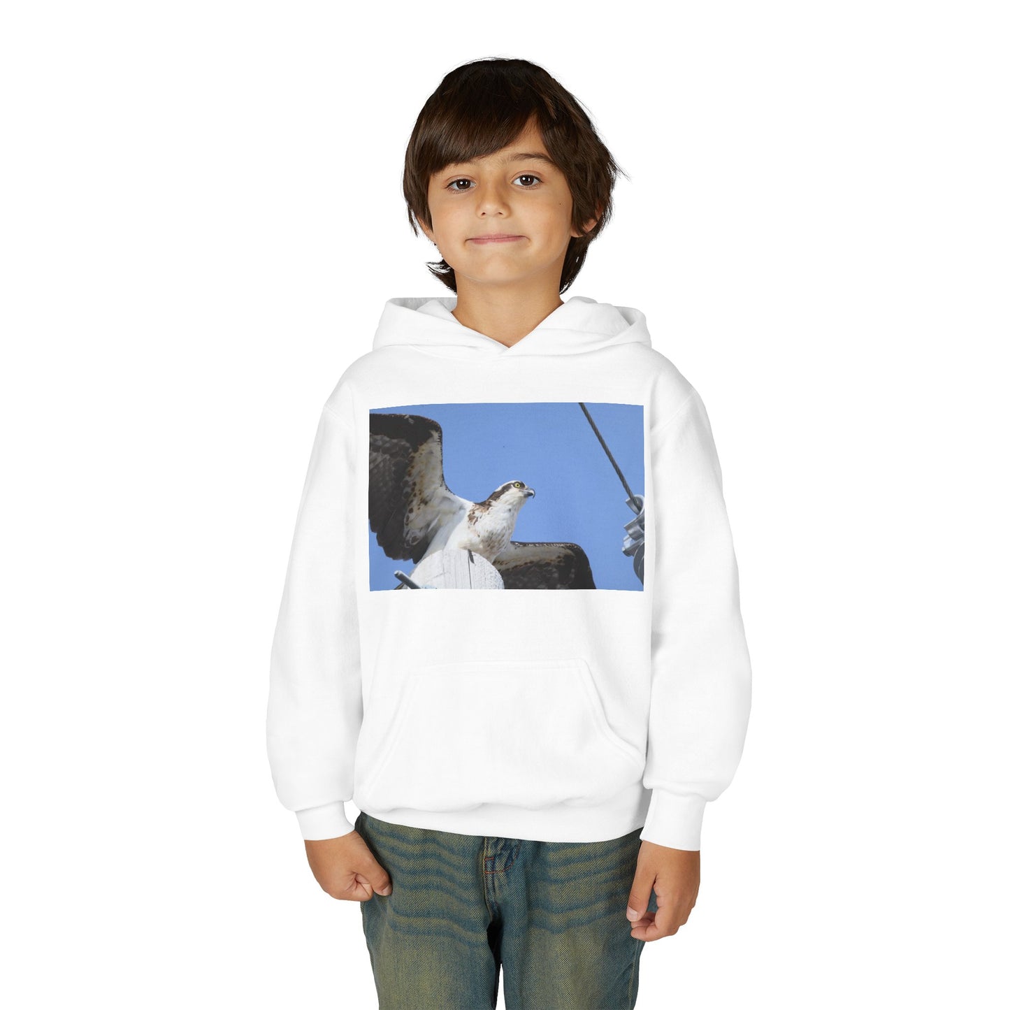 Youth Osprey Photo Hoodie — Kids Birdwatching Nature Pullover
