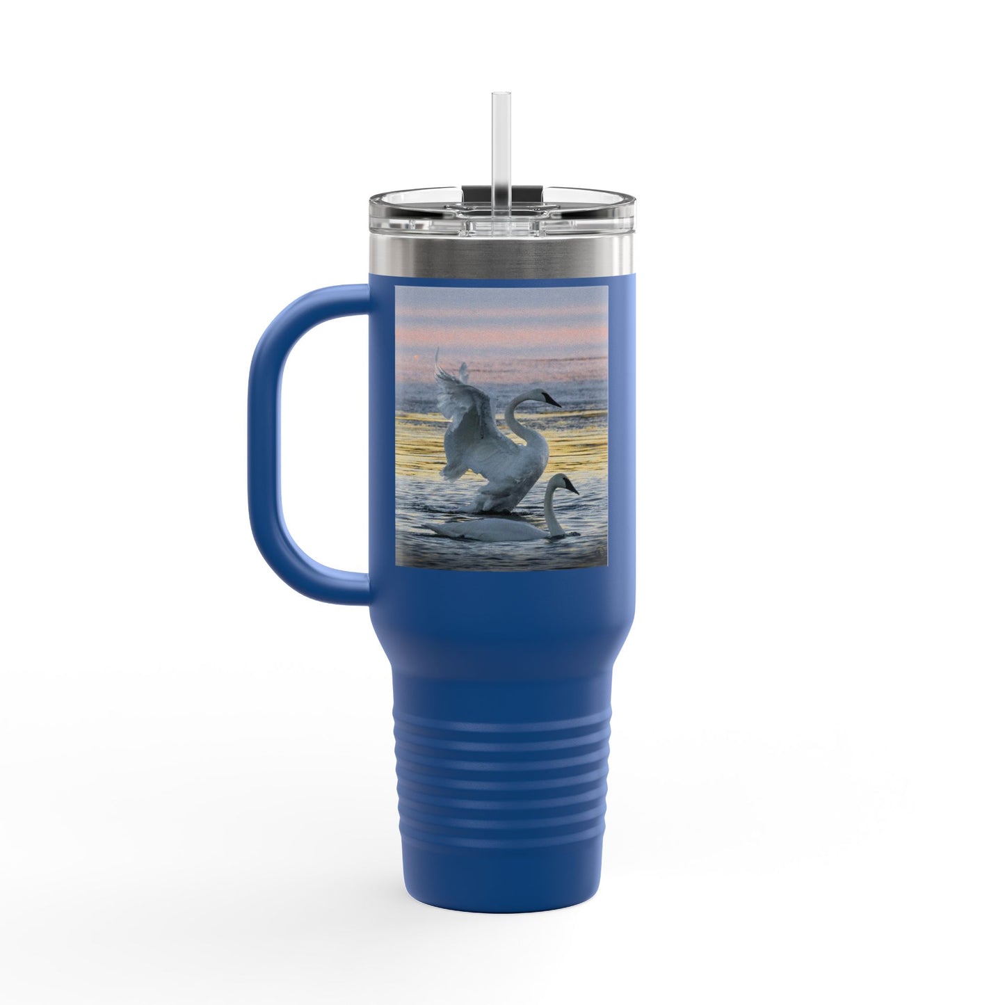 40oz Insulated Travel Mug — Swans at Sunrise Scenic Drink Tumbler
