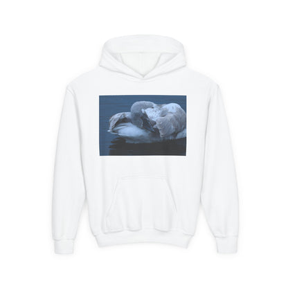 Youth Hoodie with Sleeping Swan Photo — Cozy Wildlife Sweatshirt
