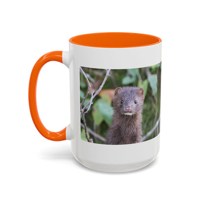 Cute Mink Photo Accent Mug – Wildlife Photography Coffee Cup (11/15 oz)