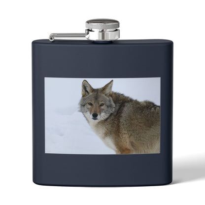 Coyote Photo Stainless Steel Flask — 6oz Wildlife Pocket Flask
