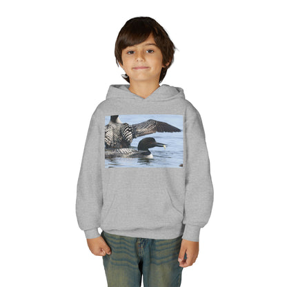 Loon Lake Youth Hoodie — Scenic Common Loon Wildlife Photo