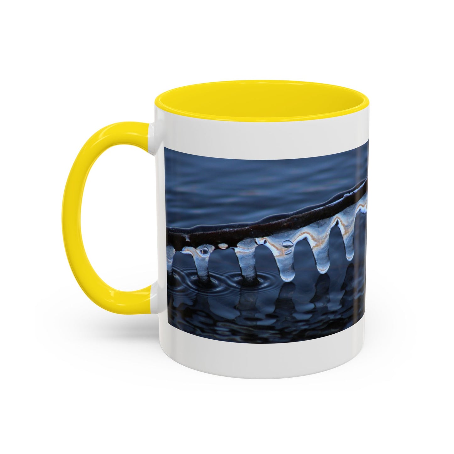 Blue Icicle Wave Accent Coffee Mug — Winter Water Photography 11/15oz