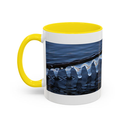 Blue Icicle Wave Accent Coffee Mug — Winter Water Photography 11/15oz