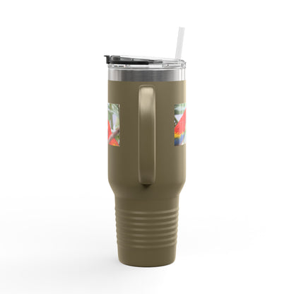 40oz Insulated Travel Mug — Colorful Macaw Parrot Photo, Double-Wall Tumbler for Travel & Outdoor