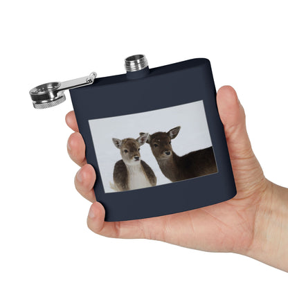 Deer Duo Stainless Steel Flask – 6oz Wildlife Pocket Hip Flask