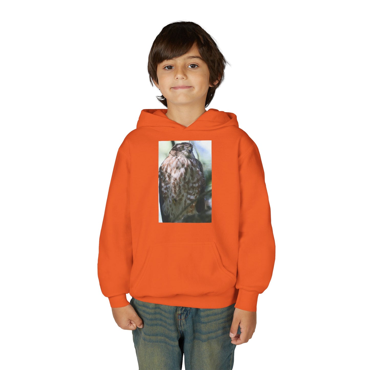 Youth Owl Hoodie – Photoreal Hawk Owl Print Kids' Hooded Sweatshirt