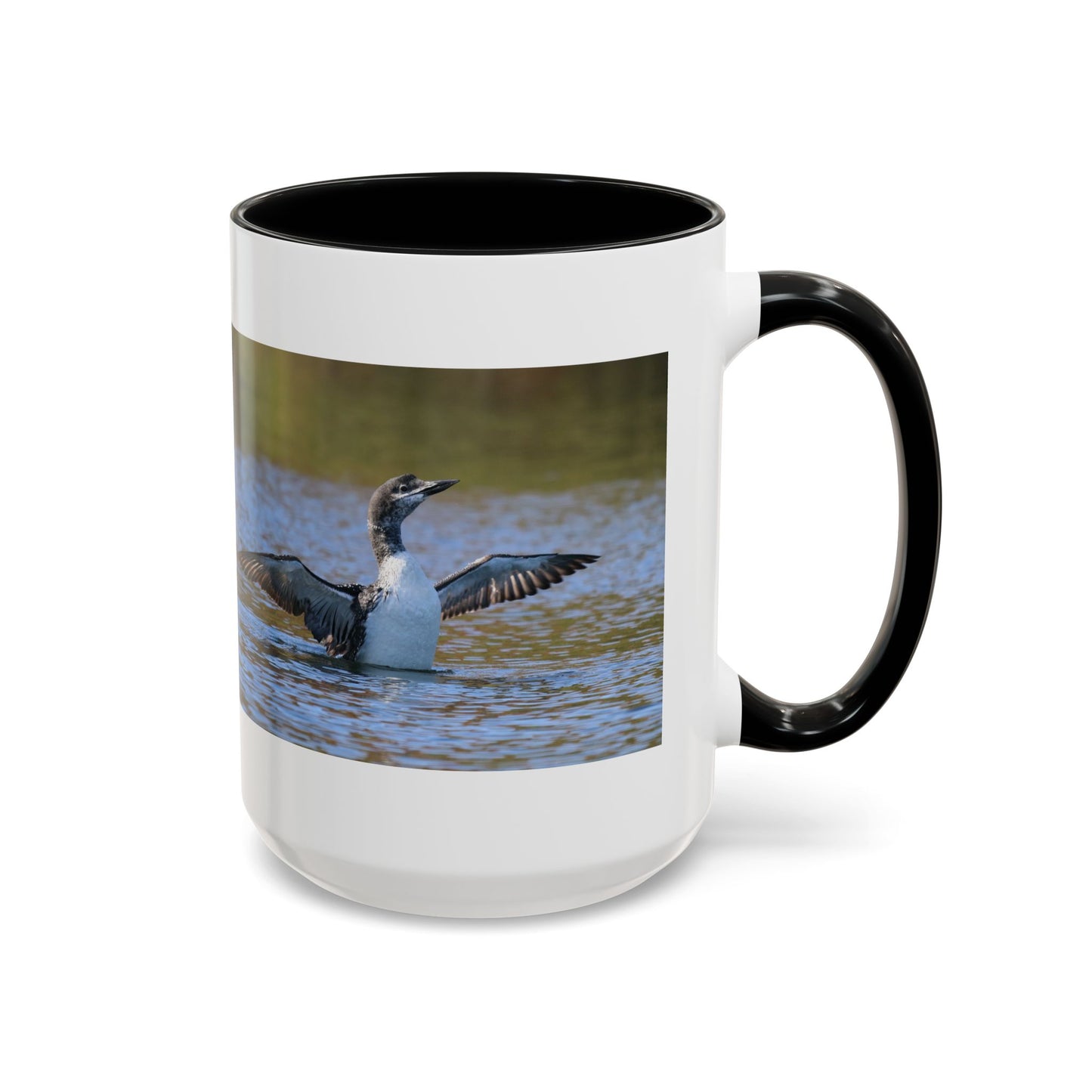 Loons in Flight Accent Coffee Mug — Wildlife Bird Photography Drinkware