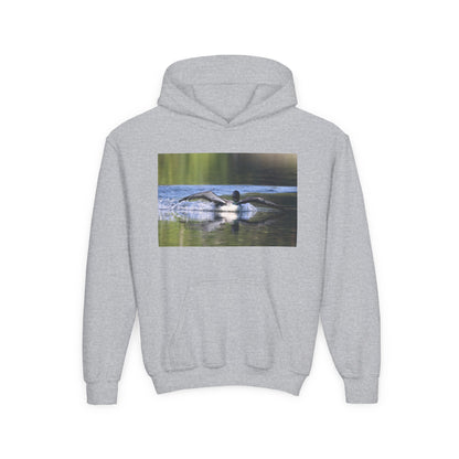 Youth Hoodie with Swimming Otter Photo – Cute Wildlife Kids Sweatshirt