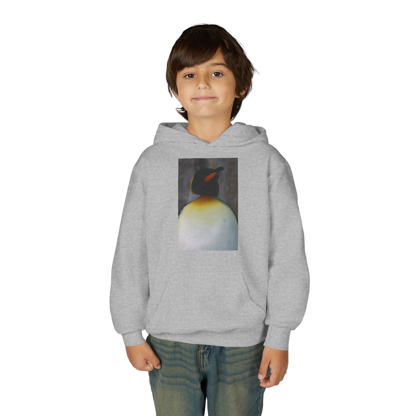 Penguin Art Youth Hoodie — Minimalist Royal Penguin Illustration Sweatshirt