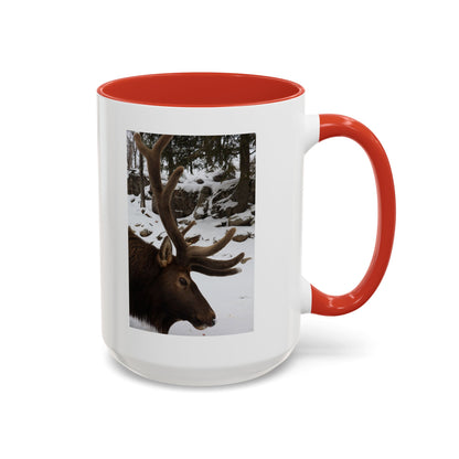 Elk in Snow Accent Coffee Mug — Nature Wildlife Photo Mug (11/15oz)