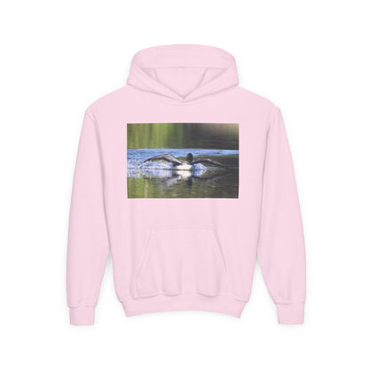 Youth Hoodie with Swimming Otter Photo – Cute Wildlife Kids Sweatshirt