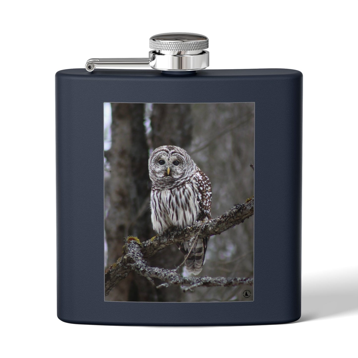 6oz Stainless Flask with Barred Owl Photo – Wildlife Nature Gift