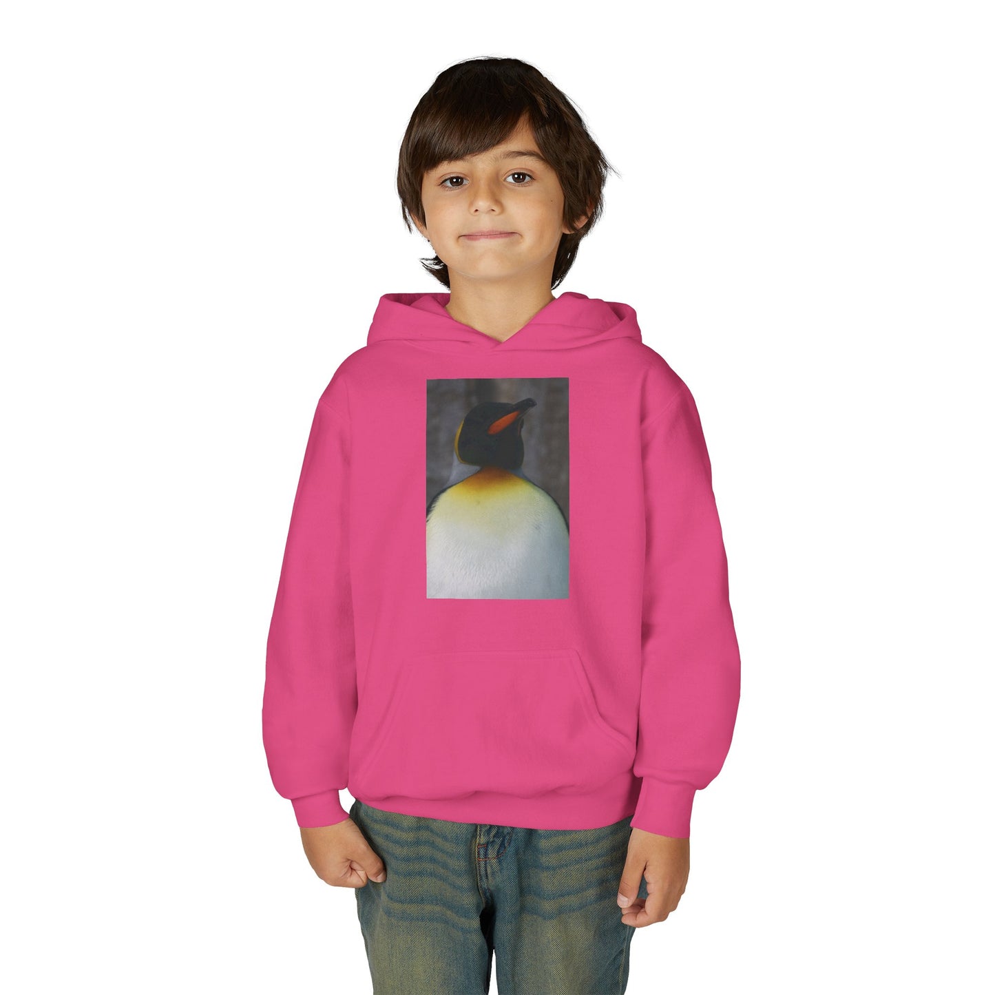 Penguin Art Youth Hoodie — Minimalist Royal Penguin Illustration Sweatshirt