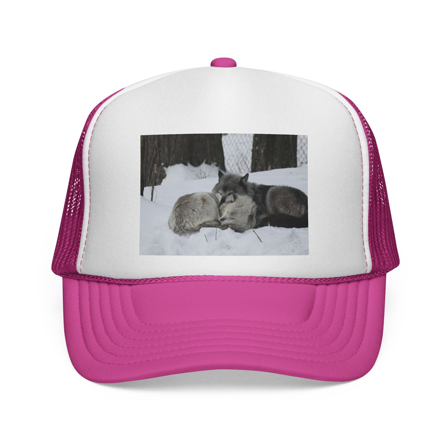 Wolf Pack Trucker Cap — Sleeping Wolves Winter Scene
