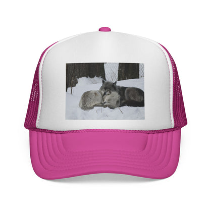 Wolf Pack Trucker Cap — Sleeping Wolves Winter Scene