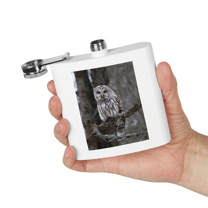 6oz Stainless Flask with Barred Owl Photo – Wildlife Nature Gift