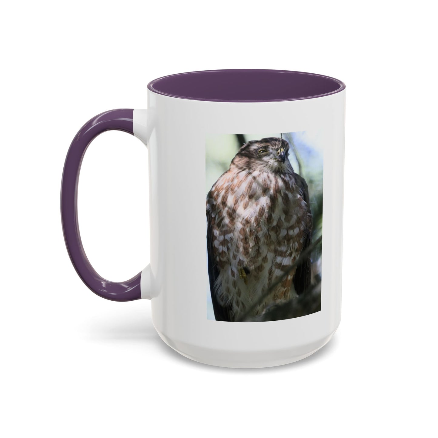Hawk Photo Accent Coffee Mug — Birdwatcher Gift, 11/15oz