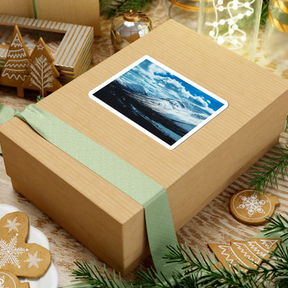 Snowy Mountain Landscape Kiss-Cut Sticker — Arctic Scenery Laptop Decal