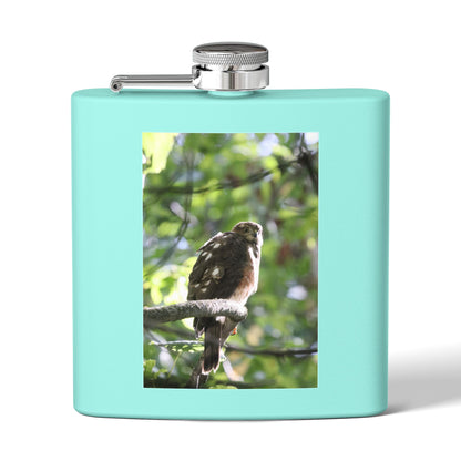 Flask — Woodland Hawk Photo Stainless Steel 6oz Hip Flask