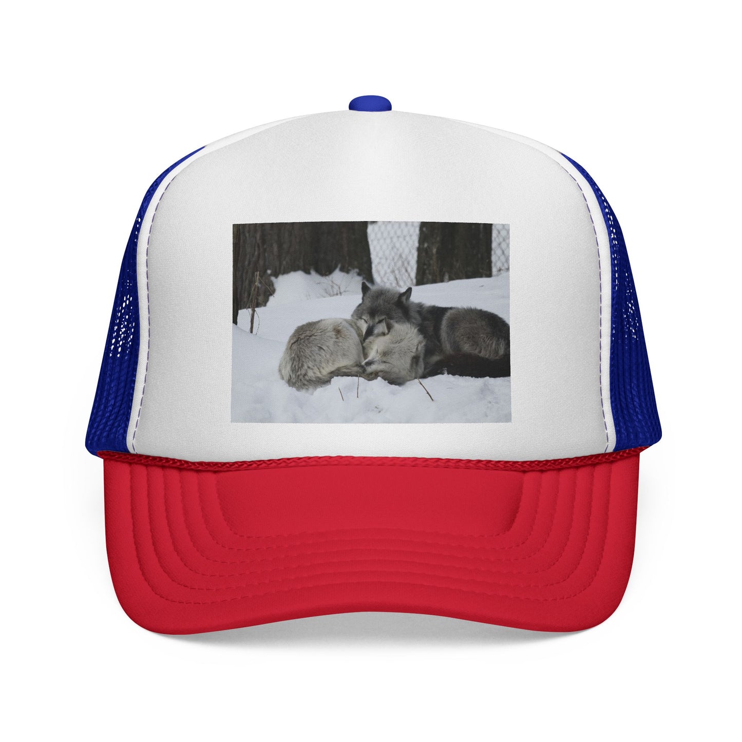 Wolf Pack Trucker Cap — Sleeping Wolves Winter Scene