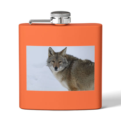 Coyote Photo Stainless Steel Flask — 6oz Wildlife Pocket Flask