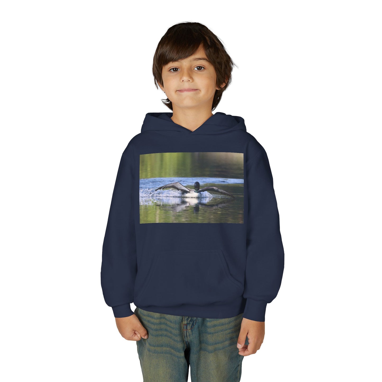 Youth Hoodie with Swimming Otter Photo – Cute Wildlife Kids Sweatshirt