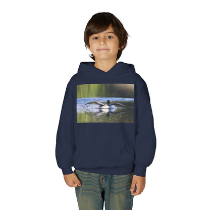 Youth Hoodie with Swimming Otter Photo – Cute Wildlife Kids Sweatshirt