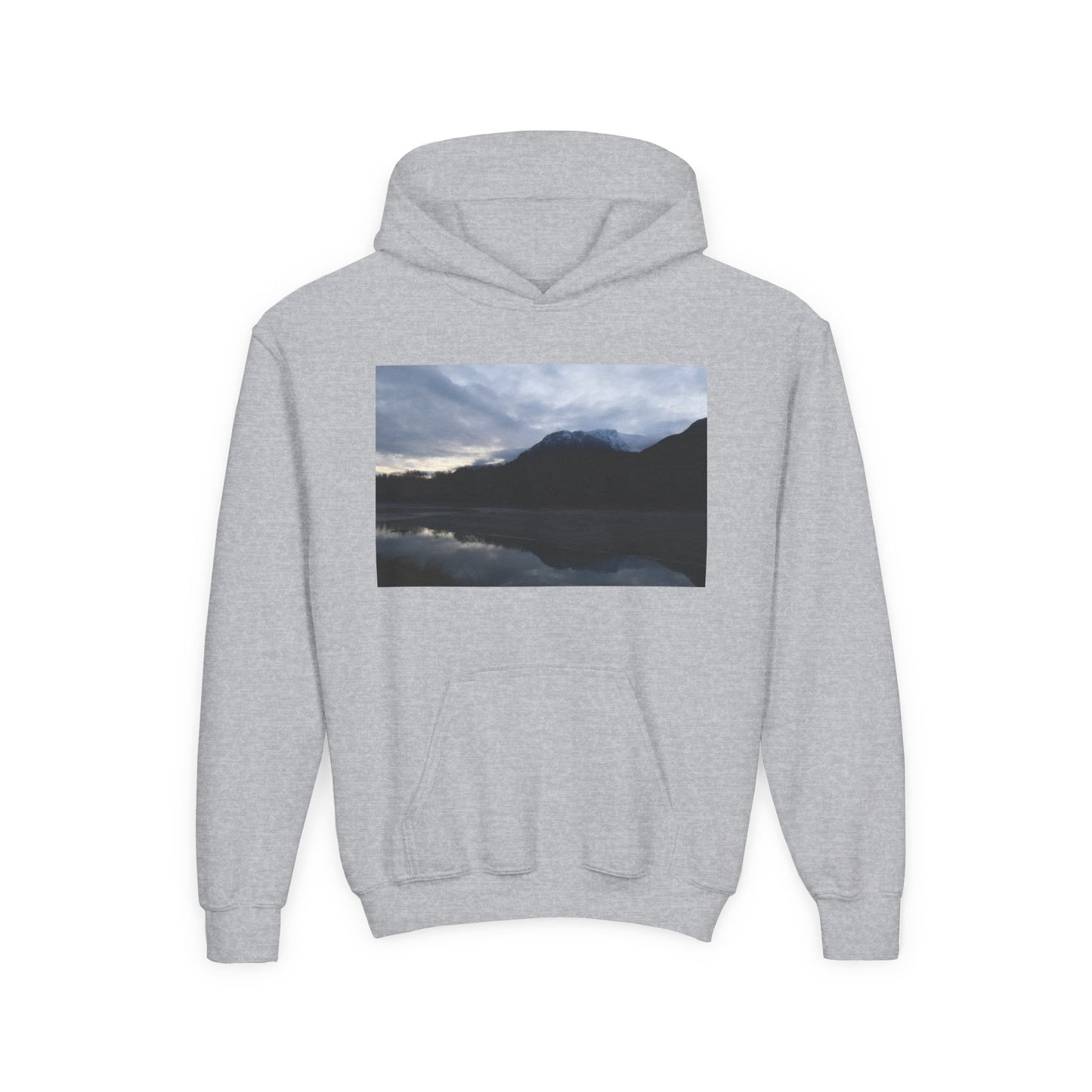 Youth Hoodie with Serene Mountain Lake Photo - Cozy Outdoor Nature Pullover
