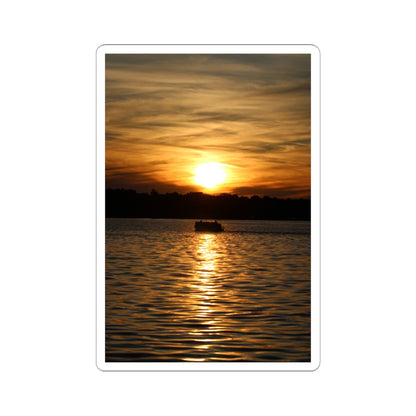 Sunset Over Lake Kiss-Cut Sticker — Golden Sunset Reflection Sticker