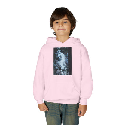 Youth Waterfall Hoodie — Scenic Nature Graphic Sweatshirt