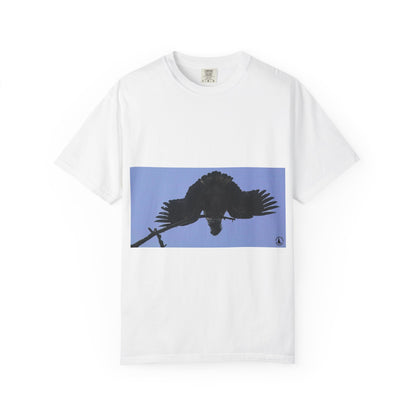 Aerial Raven: Black Wing Silhouette, Overhead Flight Perspectivephotography shirts
