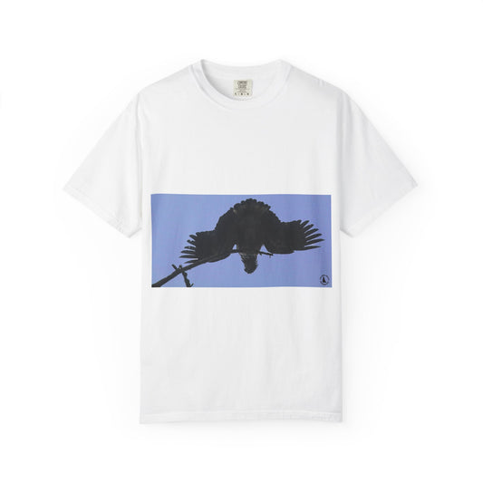 Aerial Raven: Black Wing Silhouette, Overhead Flight Perspectivephotography shirts