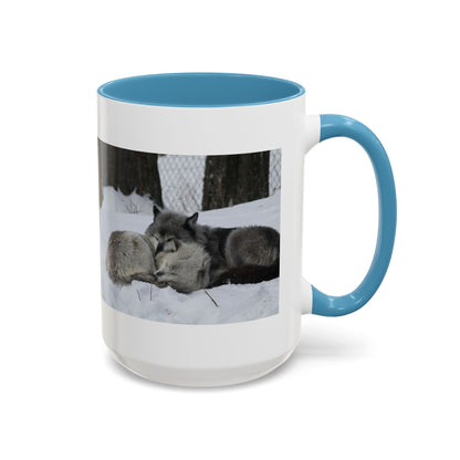 Wolf Pair Accent Coffee Mug – Winter Wildlife Photo Mug (11/15 oz)