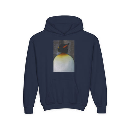 Penguin Art Youth Hoodie — Minimalist Royal Penguin Illustration Sweatshirt