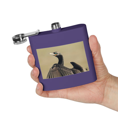 Cormorant Photo Stainless Steel Flask – 6oz Pocket Hip Flask for Birdwatchers & Outdoor Lovers