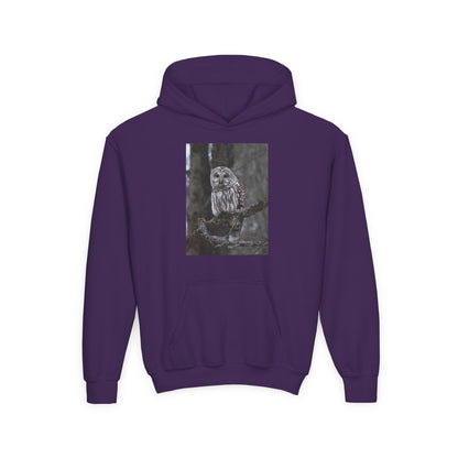 Owl Portrait Youth Hoodie — Realistic Forest Owl Graphic