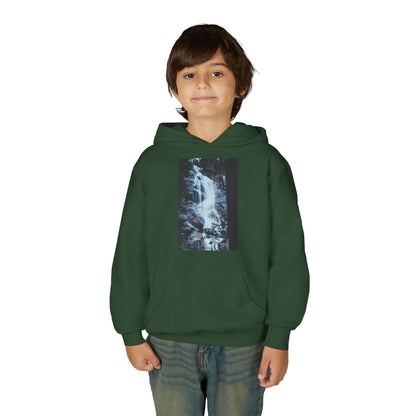 Youth Waterfall Hoodie — Scenic Nature Graphic Sweatshirt