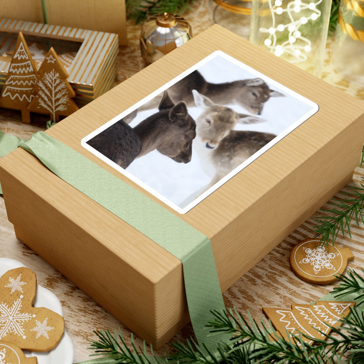 Deer Herd Kiss-Cut Sticker — Winter Wildlife Photo Sticker